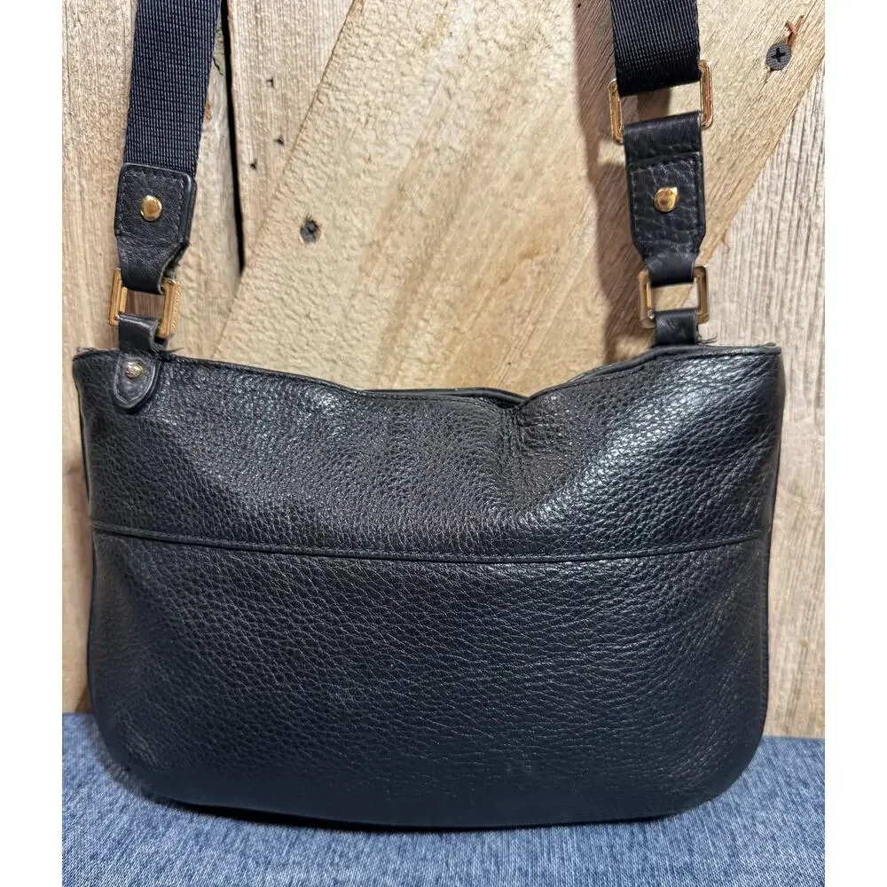 Michael Kors Black Pebbled Leather Bag Crossbody Strap Zipper Outer Pocket